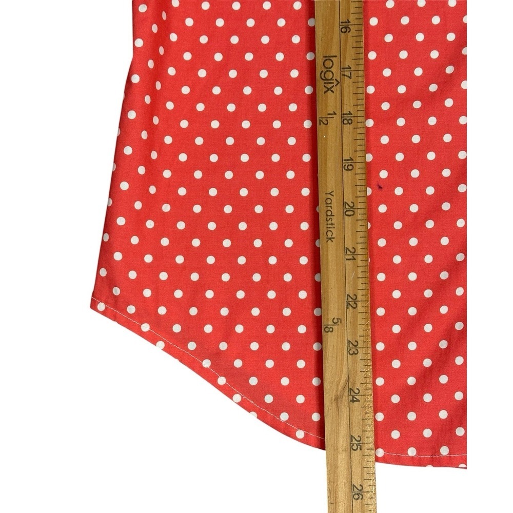 Women's Ralph Lauren Pink White Polka Dot 100% Cotton Blouse Medium - Picture 6 of 13